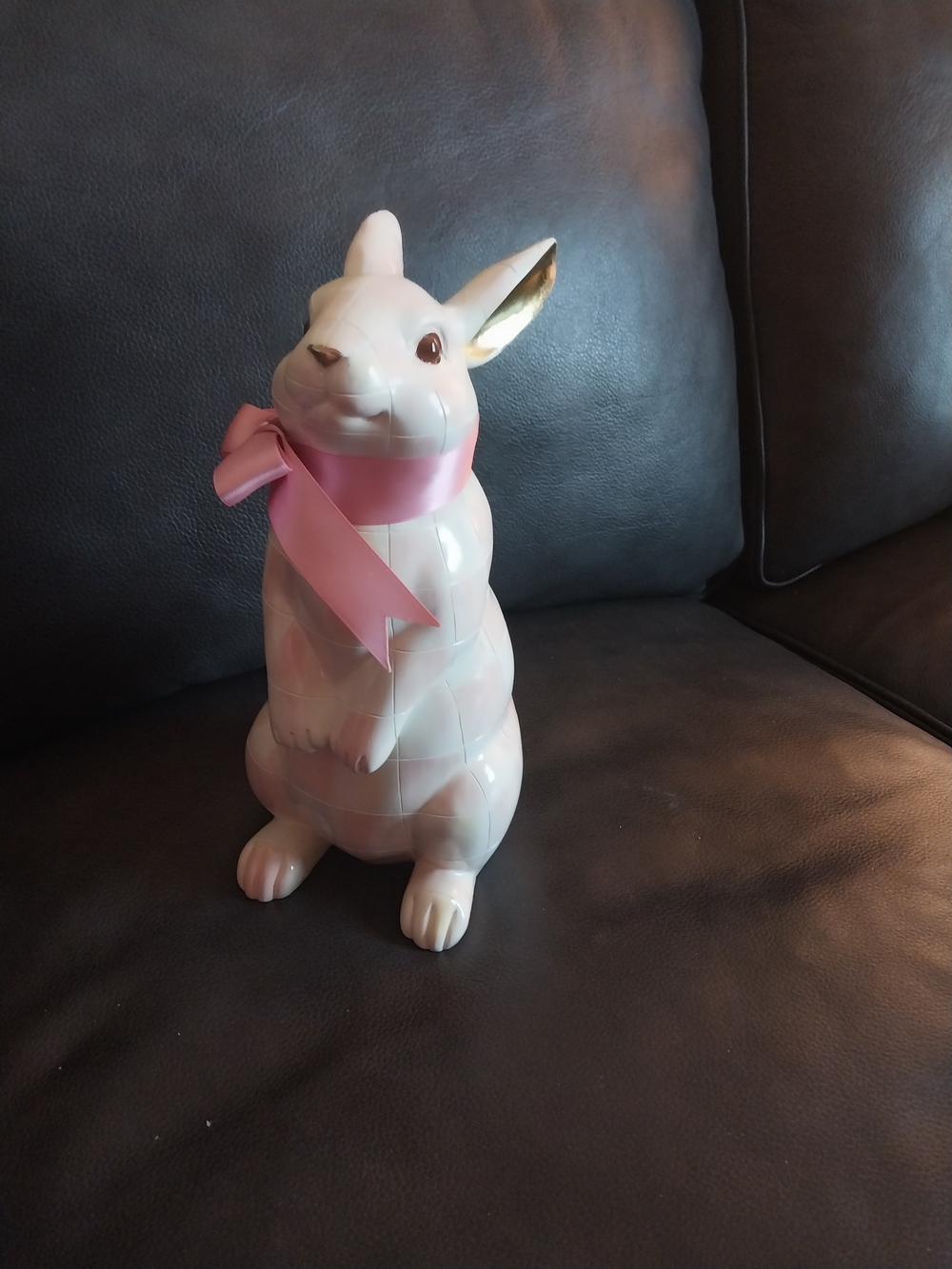 Pink Ceramic Bunny Treat Jar with Ribbon - Pets Small Pets Habitat Accessories